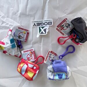 Transformers Optimus Prime Soundwave Hot Rod Starscream Plush Keychain Clip set